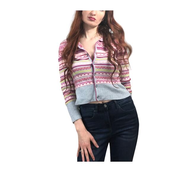 Oleana of Norway Wool Silk Fair Isle Cardigan XS/S | Nordic Designer Sweater - Picture 4 of 16